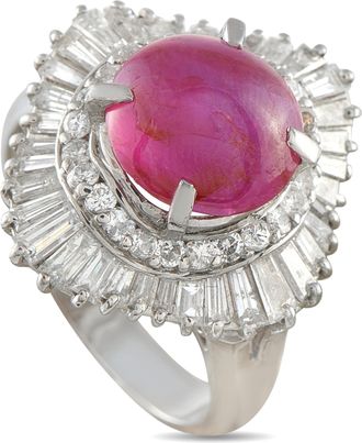 Luxury Bazaar Platinum 1.40 ct Diamond and 4.14 ct Ruby Ballerina Ring MF05-051826