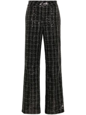 Genny sequinned plaid trousers - Black