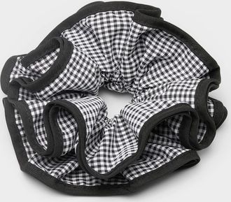 Simons Womens Large check ruffle scrunchie with contrast trim