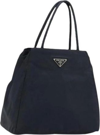 Prada Pre-owned Tote Bags, female, Blue, Size: ONE SIZE Pre-owned Vintage Nylon Tote Bag