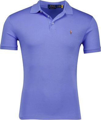 Polo Ralph Lauren Tops, Heren, Blauw, L, Blauwe poloshirt met korte mouwen
