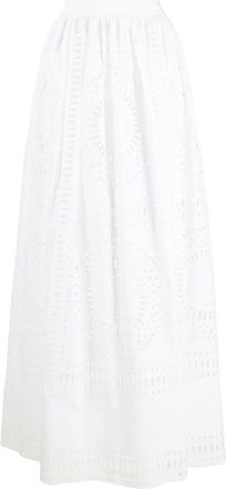 Alberta Ferretti broderie anglaise maxi skirt - women - Cotton/Cotton/Polyester - 46 - White