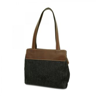 Chanel Black Brown Denim Tote Bag (Pre-Owned)