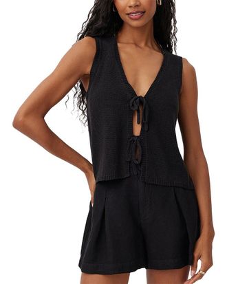 Bella Dahl Linen-Blend Tie Front Vest