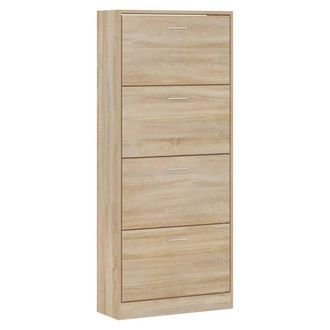 Berkfield Home Shoe Cabinet Sonoma Oak 63x24x147 cm Engineered Wood in Light Oak | Size: 63 x 24 x 147 cm