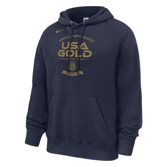 Nike Mens USA Team 2026 Gold Medal Club Fleece Roster Hoodie in Blue | M31233P504USAH-NVY