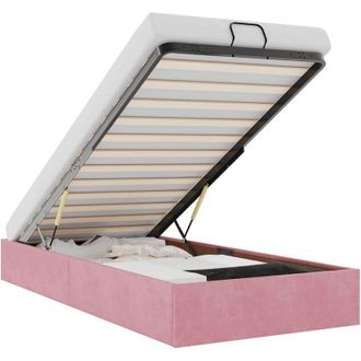 vidaXL Estructura Cama Otomana Sin Colch&oacute;n Terciopelo Rosa 100x200 Cm Vidaxl