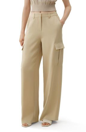 LilySilk Silk Crepe Cargo Pant in Dune at Nordstrom, Size 10