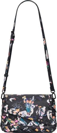 Desigual Floral Pattern Faux Leather Crossbody Bag in Black at Nordstrom