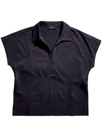 Fay logo-embroidered piqué polo shirt - Blue