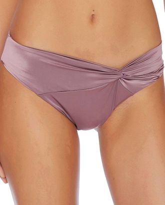 Luxe Liquid Side Twist California Bikini Bottom In Plum