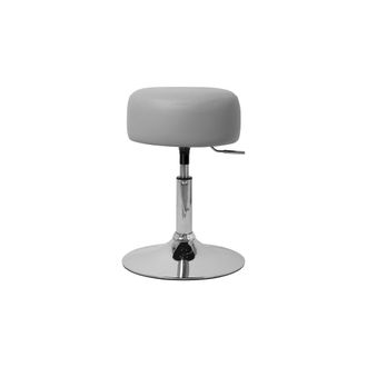 ML Design Ml-design Taburete De Maquillaje Acero Cromado Gris Claro Asiento Redondo &Oslash; 33cm Tocador Silla Giratoria Regulable En Altura 52-65cm Mueble Make Up Ta