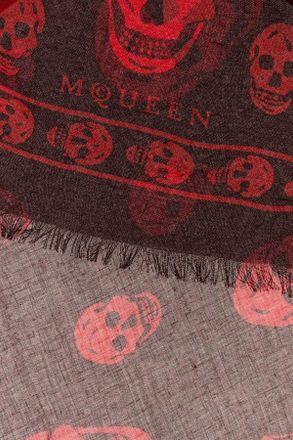 Alexander McQueen Mens Skull Scarf Burgundy Modal Silk