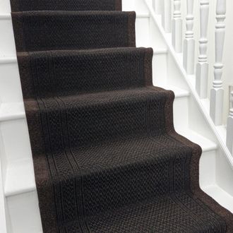 Runrug Stair Runner Carpet - Durable, Non-Slip, 7mm - Aztec in Dark Brown | Size: 66 cm x 690 cm