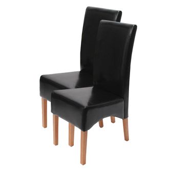 Hhg Hhg - Lote De 2 Sillas De Comedor Silla De Cocina Silla Latina, Cuero, Negro, Patas Claras