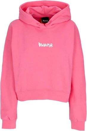 Disclaimer Korte hoodie met groot logo - Dames - Hoodies - Roze - XS - Katoen - Hoodies & sweatvesten
