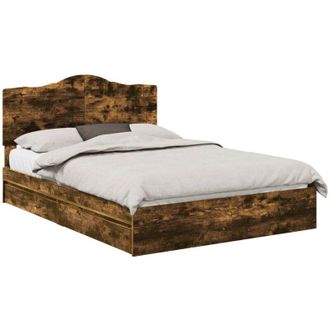 vidaXL Cama Con Almacenamiento Con Cabecera Roble Ahumado 140 X 190 Cm Vidaxl