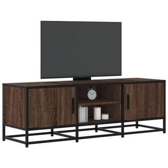 Berkfield Home TV Cabinet Brown Oak 120x35x41 cm Engineered Wood & Metal | Size: 120 x 35 x 41 cm