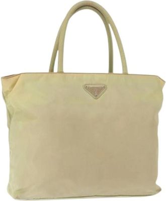 Prada Pre-owned Tote Bags, female, Beige, Size: ONE SIZE Pre-owned Nylon Tote Bag