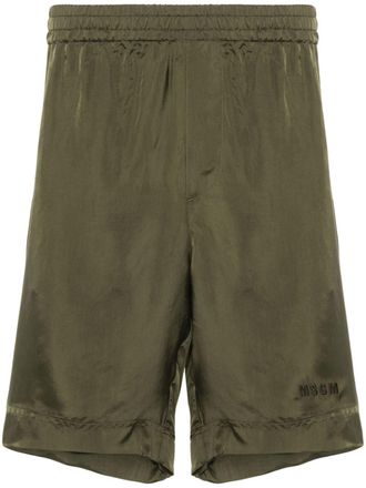 Msgm embroidered-logo track shorts - Green