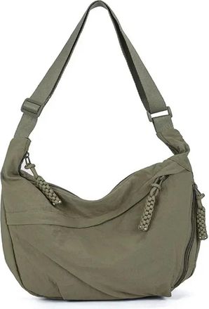 Generic Trendy Womens Soft Cloth Shoulder Bag Solid Color Student Casual Style Big Handbags Crossbody Bags For Women Hobos(Green)