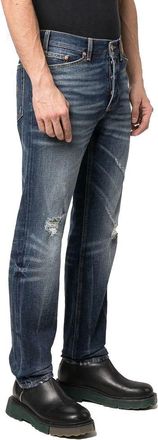 Palm Angels Mens Blue Cotton Straight-Leg Jeans Clothing