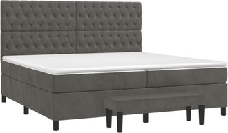 vidaXL Vidaxl - Cama Box Spring Con Colch&oacute;n Terciopelo Gris Oscuro 200x200 Cm