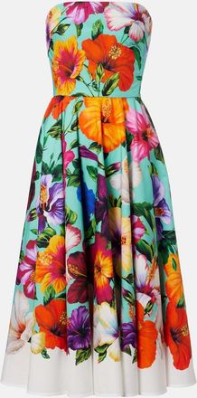 Dolce & Gabbana Abito bustier in cotone con stampa floreale