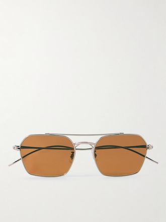 Oliver Peoples Occhiali Da Sole In Metallo Argentato Stile Aviator - Argento