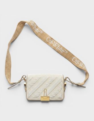 Off-white Womens SMR Rafia Mini Flap Bag Beige - White - Size: O/S