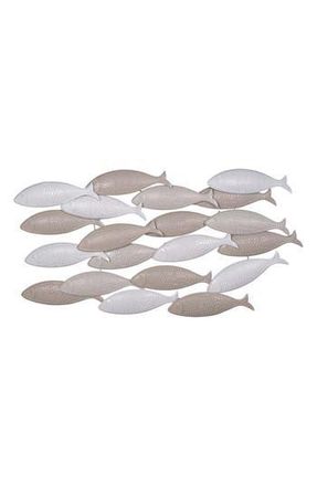 Parkland Collection School of Fish Metal Wall Decor in Beige Multicolor at Nordstrom Rack