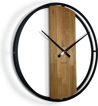 OEM Reloj Redondo De Roble Loft Oval De Metal De 80 Cm
