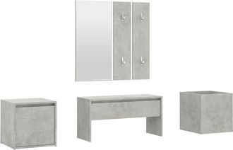 vidaXL Vidaxl - Juego De Muebles Recibidor Madera Contrachapada Gris Hormig&oacute;n