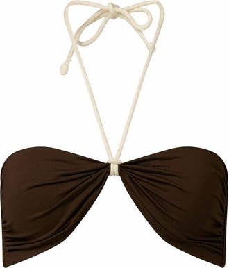 WeWoreWhat Rope Tie Halter Bikini Top in Mahogany at Nordstrom, Size X-Small