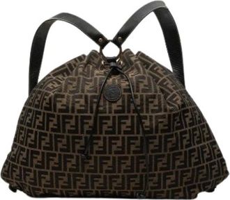 Fendi Pre-owned Canvas Rugzak - Dames - Pre-owned - Bruin - Maat: ONE Size Leer