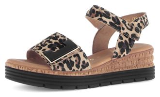 Gabor Keilsandalette GABOR GENUA, Damen, Gr. 37, braun (leo), Ziegenveloursleder, animal-print, Schuhe Keilsandalette, Riemchensandale, Komfortschuh, Schmuc