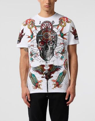 Philipp Plein Round Neck T-Shirt Tattoo Stones Men in White at Nordstrom, Size Xxx-Large