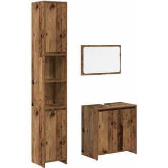 vidaXL Vidaxl - Juego De Muebles De Ba&ntilde;o 3 Piezas Madera Ingenier&iacute;a Envejecida