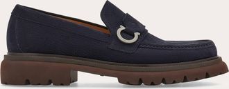 Ferragamo Uomo Mocassino ornamento Gancini Blu Taglia 39.5