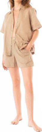 Kibys Lena Button Down Top In Beige