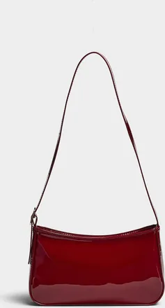 Simons Womens Rectangular faux patent leather shoulder bag