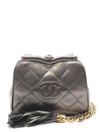 Chanel 1989-1991 matelass&eacute; chain shoulder bag - women - Calf Leather - One Size - Grey