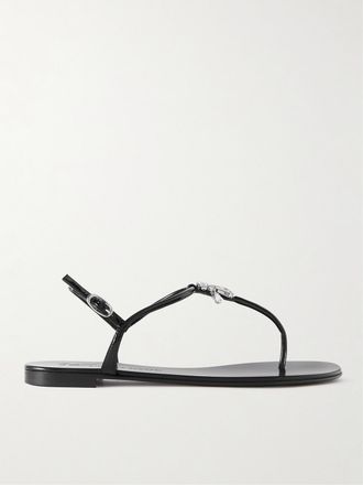 Giuseppe Zanotti Sandali In Materiale Sintetico Lucido Con Cristalli Cantadora - Nero