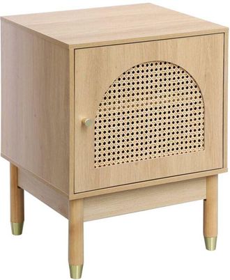 Sweeek Sweeek - Boheme bedside table in wood and natural canework, 1 door, 45x40x60cm - Judith