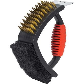 OEM Cepillo De Limpieza 3 En 1 Para Barbacoas: Cepillo, Raspador Y Estropajo Para Barbacoas Y Parrillas De Carb&oacute;n, Gas O El&eacute;ctricas. Dimensiones: 16,5 X 1