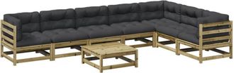 vidaXL Set De Sof&aacute;s Jard&iacute;n 8 Pzas Con Cojines Madera Pino Impregnada Vidaxl
