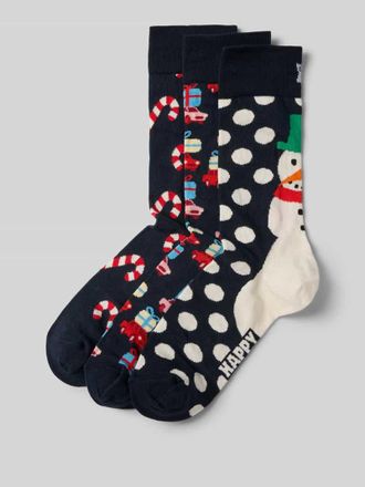 Happy Socks Socken mit Label-Print im 3er-Pack in Blau, Gr&ouml;&szlig;e 41-46