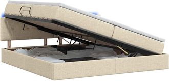 vidaXL Cama De Almacenamiento Led Con Colch&oacute;n Crema 200 X 200 Cm Tela Vidaxl