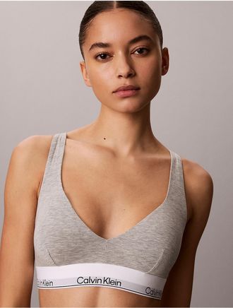 Calvin Klein Womens Icon Cotton Modal Push Up Triangle Bra - Grey - XXS