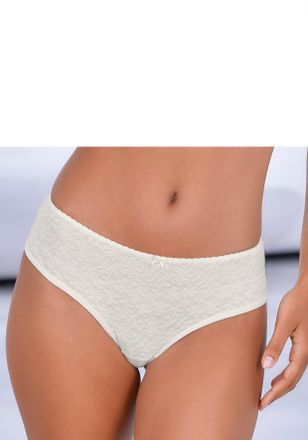 Lascana Panty LASCANA Elisa, Damen, Gr. 32/34, beige (creme), Spitze, Obermaterial: 78% Polyamid, 22% Elasthan, Unterhosen Panty, aus zarter, blumiger Spitze